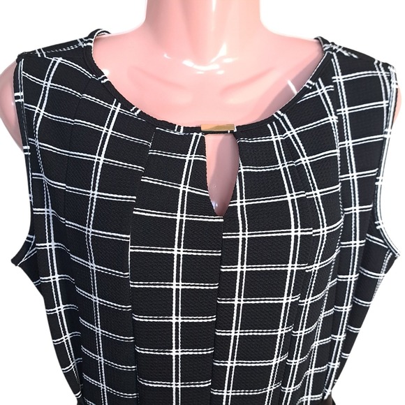 Haani Black & White Sleeveless Dress with Belt Size PL Windowpane Plaid Pullover - Picture 4 of 7